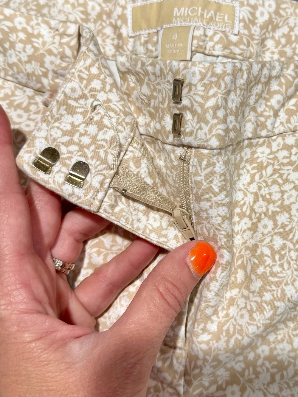 Michael Kors Beige Floral Print Shorts